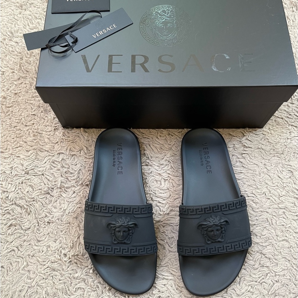 Versace Black Medusa Slide Sandals